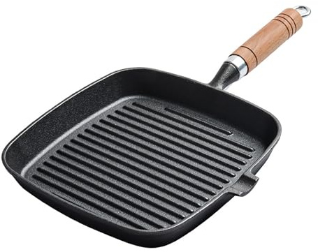 EIMSOAH Padella Antiaderente con Manico in Legno Padella con Riscaldamento Uniforme da 8,7 Pollici Cottura Versatile, per gli Amanti della Bistecca