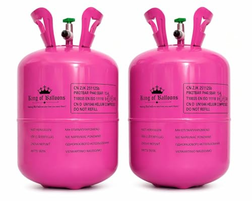 Pack of 2 Helium Balloon Tanks – Disposable Helium Cylinders for Party Balloons, Fills Up to 100 Balloons Total (50 Each Tank), Easy to Use for Birthdays, Weddings & Events.