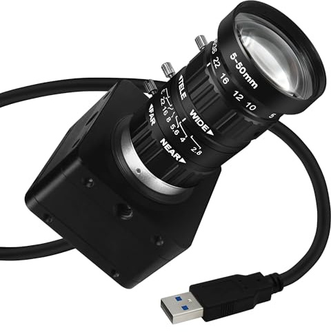 SVPRO Fotocamera USB 3.0, fotocamera USB 4K ad alta velocità 60 fps, webcam con messa a fuoco manuale da 8,3 MP con obiettivo CS da 5-50 mm, zoom 10X Streaming Cam UVC Plug and Play per Windows/Linux