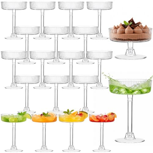 CoKeeSun Martini Glasses, 30 Pack, 150ml Clear Reusable Cocktail Glasses | Detachable Base, One-Step Assemble Champagne Cups for Desserts, Mocktail, Plastic Margaritas for Party, Wedding
