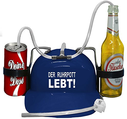 HSK Trinkhelm Spaßhelm mit Printmotiv - DER RUHRPOTT LEBT - 51675 - blau