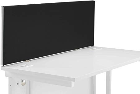 Office Hippo Upholstered Desktop Office Screen, G-Clamp Included, Fire-Retardant, Black, 140 x 3 x 40 cm