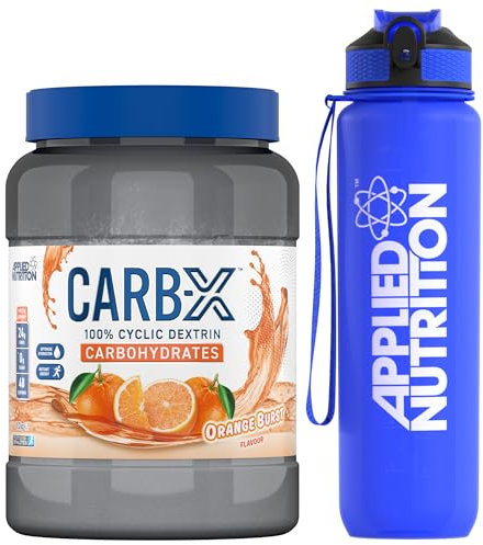 Applied Nutrition Bundle Carb X 1.2kg + Lifestyle Water Bottle 1000ml | Cyclic Dextrin Carbohydrate Powder, Intra Workout Carb Powder, Fuel Training, Quick Source of Energy, Vegan (Orange Burst)