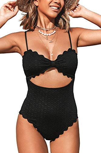 CUPSHE Damen Badeanzug einteilig sexy Badebekleidung mit Cutout Zierausschnitt