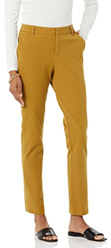 Amazon Essentials Pantaloni Bielastici A Gamba Dritta Intera Donna, Cammello Scuro, 54