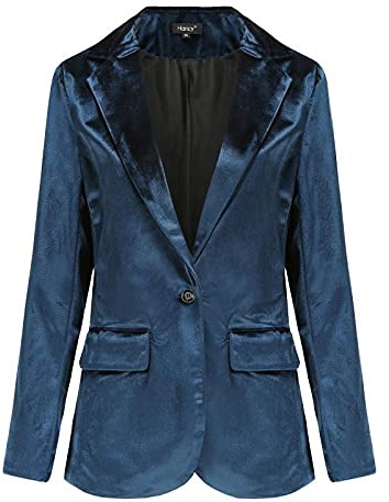 YANGPP Blazer Damen,Herbst Und Winter Samt Große Größe Einknopf Freizeitanzug Jacke-Blau_XXL