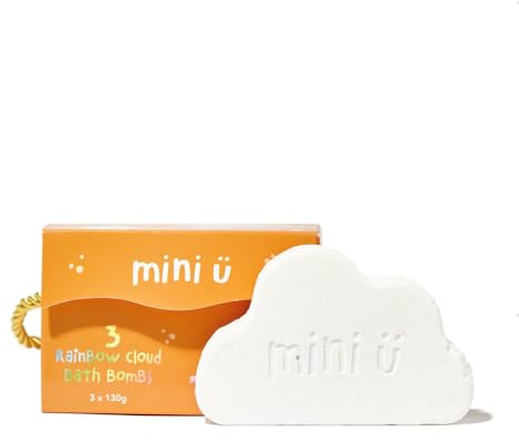 Mini U Cloud Bath Bombs (3 Pack), Rainbow Trail Bath Bombs for Kids, Vegan & Cruelty Free, Non Toxic