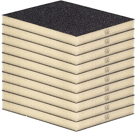 Schleifschwamm Schleifmatte 10 Stück MITTEL Körnung K100 Handschleifer für Holz Lack Metall, Nass- und Trockenschleifen, Schleifklotz, Schleifblock