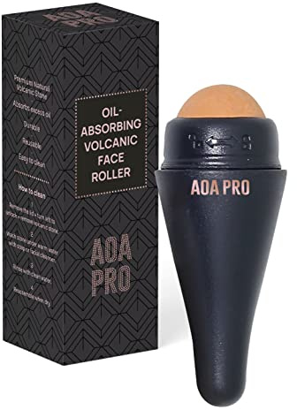 AOA STUDIO Face Roller for Oil-Absorbing Volcanic Face Roller Reusable Facial Skincare Tool Face Massage (Black)