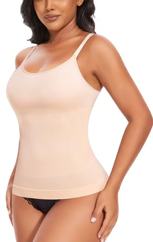 YARRCO Shape Unterhemd Damen Tank Top Bauchweg Shapewear Sport Tanktop Figurformendes Trägertop Body Shaper Hemdchen Nahlos Formendes Camisole Shaping Hemd (Beige, S)
