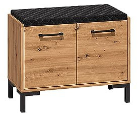 Lomadox Garderobenbank 70 cm mit Kunstlederpolster, Artisan Eiche Nb., B/H/T ca. 70/54/34 cm