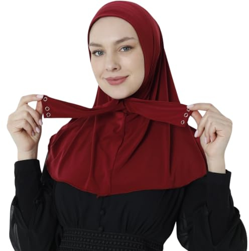 istanbul styles Hijab musulman de qualité supérieure pour femme – Écharpe élégante – Extensible, durable, port instantané (Rouge)