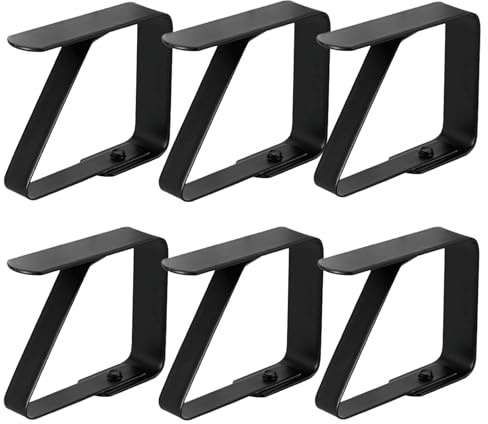 Catelves 6 pinzas grandes para manteles, color negro, 7 cm, para exteriores, de acero inoxidable, para mesas gruesas, mesas de jardín, picnics, bodas, mesas de comedor familiares (8 x 7 cm)
