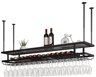 zxhrybh Hängendes Weinregal, Verstellbare Weinregal Wand, an Der Decke Montiertes Barschrank, für Bars, Restaurants, Küchen (Size : 39.3in/100cm)