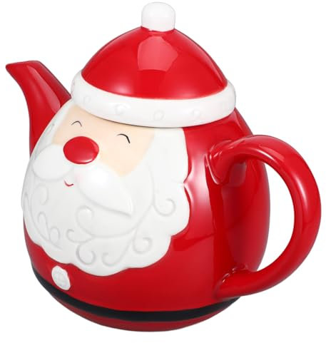 CIYODO Teiera Ceramica Natalizia Con Babbo Natale Design Portatile e Resistente Per Viaggi e Regalo Di Natale