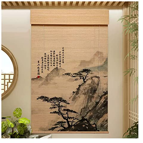 Bambus-Rollo, langlebig, für den Haushalt, Sichtschutz, Fensterrollo, Lichtfilterung, aufrollbare Schattierungen – Trennwände im japanischen Stil für Zuhause, Teestube und Restaurant