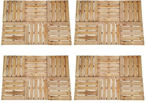 Tidyard Dalles de terrasse 24 pcs 50x50 cm Bois Marron, Dalles Extérieures de Jardin, Emboîtables Carreaux Composite pour Sol Extérieur, Patio, Balcon, Piscine, Spa