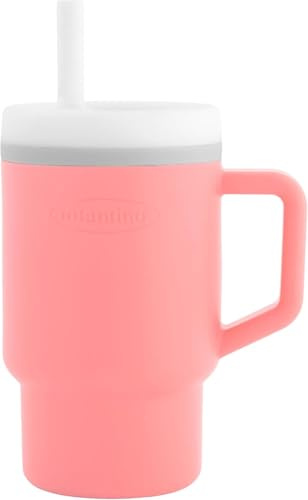 INFANTINO My 1st Tumbler, Silikon-Trinklernbecher mit Strohhalm & Griff, auslaufsicherer Babybecher für unterwegs, BPA-freie Übergangsflasche, Melon
