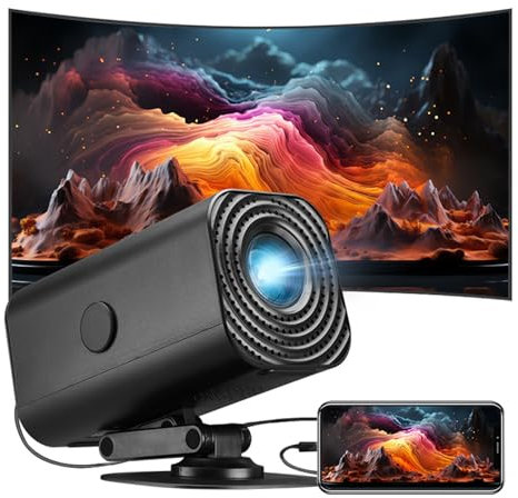 Mini Projector with WiFi and Bluetooth, 1080P Portable Movie Projector with 360° Adjustable Stand, Auto Keystone LED Home Theater Projector for Phone HDMI USB TV Stick Laptop (Black)