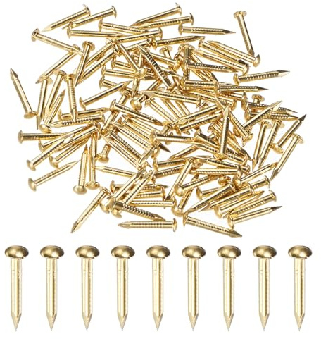 M METERXITY 100 Pcs Piccoli Chiodini, 1.5mm x 12mm Chiodi Di Precisione In Ottone Con Testa Tonda Per Legno/DIY Artigianato Decorativo/Accessori Per La Casa/Appendere Quadri