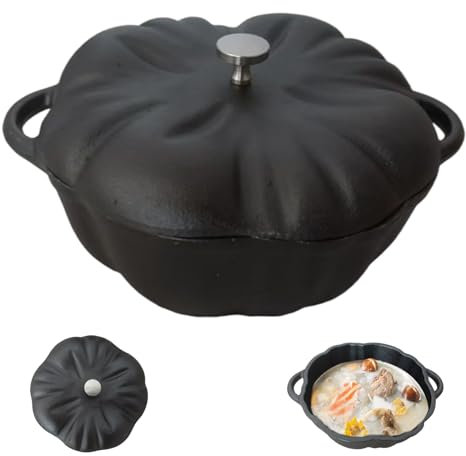 Forno olandese a forma di zucca, 16,3 cm con coperchio e maniglie, calderone in ghisa per casa, sala da pranzo