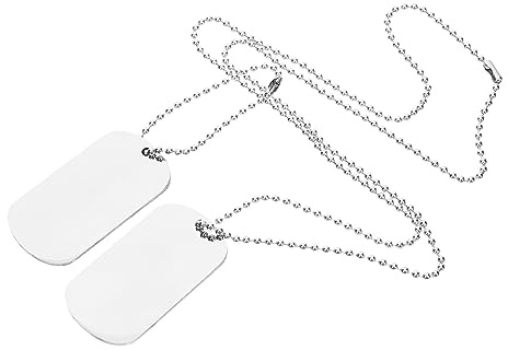 UKCOCO Collier Homme Pendentifs Plaques Militaires Doubles Argenté en Acier Inoxydable Style Moderne et Élégant et Chaîne Suspendue Lisse