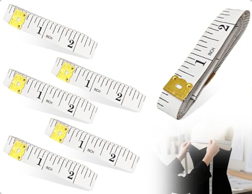 ZoeTekway 5-pack universella flexibla dubbelsidiga metriska band med knapp för gör-det-själv skrädderi, DIY, kläder, längd, bröst och midja (vit)