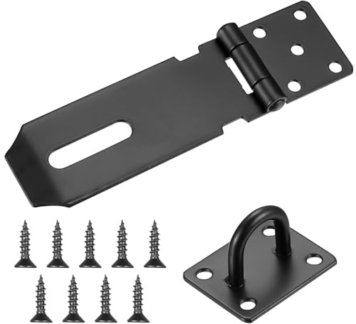 Shed Door Latch Hasps, 4 inch Hasp and Staple Heavy Duty, Door Padlock Hasps, Stainless Steel Shed Locks, Security Hasp for Cabinets Windows Pet Cages Crate Garden Gate Locks