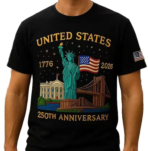 U.S. 250th Anniversary Edition T-Shirt, 250 Years American Flag Statue of Liberty 250th Anniversary USA T-Shirt