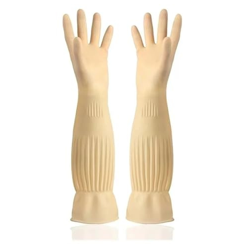 Lot de 2 paires gants nettoyage vaisselle en caoutchouc, longs et réutilisables, for la cuisine, les travaux ménagers, , voitures, le jardinage pour le ménage, le nettoyage et la lessive(Yellow)