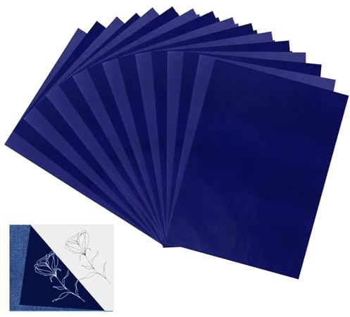 100 Pezzi Carta Carbone per Disegno Carta Copiativa Grafite Carbone per Ricalco per Legno Tela Ceramica 21 X 29,7 Cm (Blu)