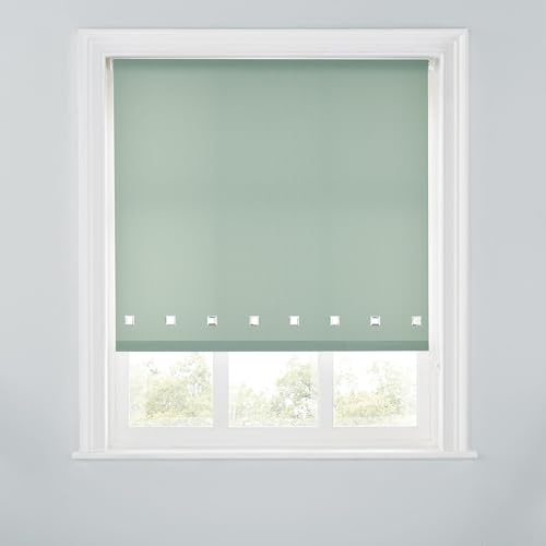 Premium Trimmable Square Eyelet Roller Window Blind – Light Filtering Fabric,Easy Fit,Child Safe Chain for Bedroom,Kitchen,Living Room. 4FT - SAGE - 120cm (W) x 170cm (L) | 47.2 (W) x 66.9 (L)