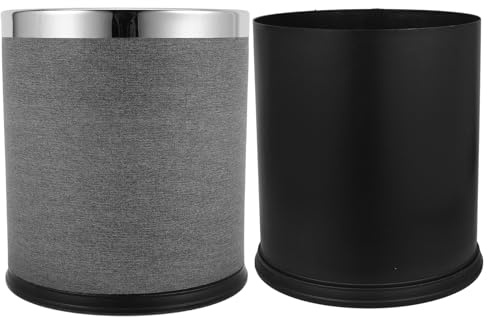 ULTECHNOVO Cubo de Basura Redondo 10L Doble Capa Piel Gris Contenedor de Residuos para Baño Cocina Hoteles y Pensiones Interior Extraíble