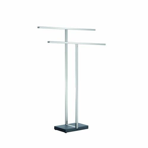 blomus -MENOTO- Handtuchständer aus poliertem Edelstahl, Freistehend mit 2 Handtuchstangen, exklusive Optik, modernes Badaccessoire, Montage ohne Bohren (H / B / T: 86 x 50 x 16 cm, Edelstahl, 68664)