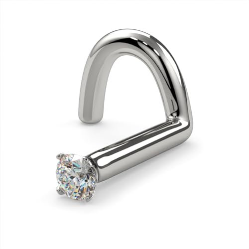 FreshTrends Nasen-Piercing Spirale - Weißgold 14 kt - Diamant 1,5 mm (0,015 ct gesamt)