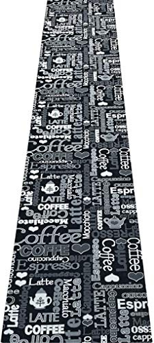 Küchenteppich 67 x 300 Kaffee Coffee Schwarz Grau Maschinenwaschbar rutschfest