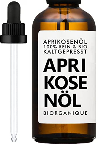 Olio di Albicocca 100% BIOLOGICO, Puro e naturale e spremuto a freddo – 100 ml – Cura per corpo, pelle, antietà, Viso, massaggio