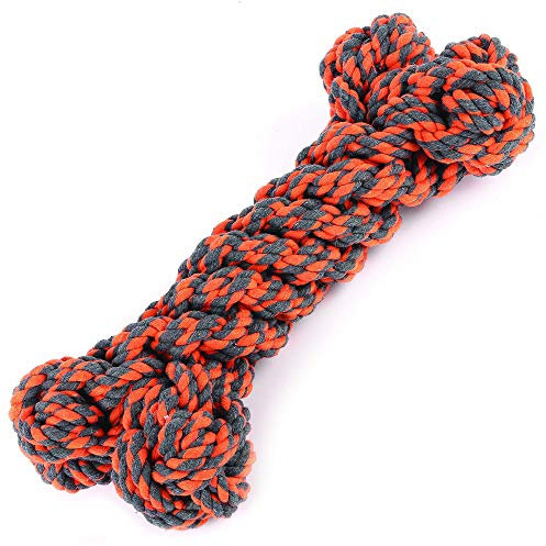 Nuts for Knots Extreme Rope Bone Shaped Dog Puppy Toy Strong Fun Interactive Chewing Playing Retrieve Durable Tough for Large Medium and Small Breeds