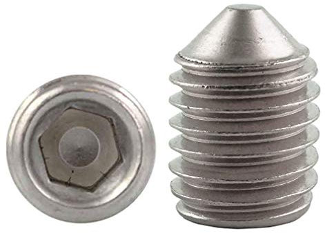 25 Stück - M 4x5 - Gewindestifte Edelstahl A2 / V2A Madenschrauben Wurmschrauben m. Spitze DIN 914 ISO 4027 4 mm DewTec