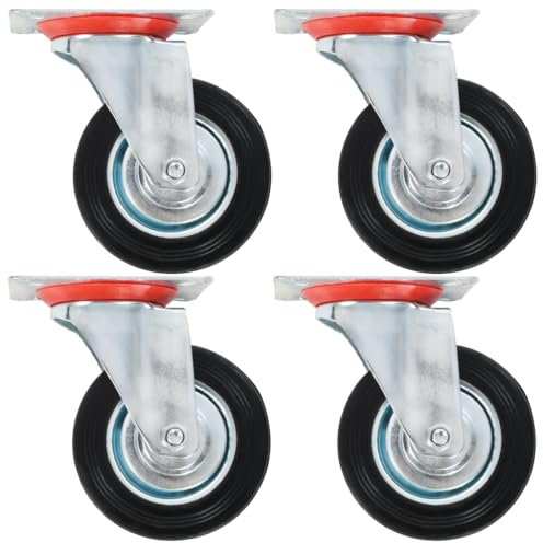 vidaXL 4x Lenkrollen Transportrollen Laufrollen Möbelrollen Schwerlastrollen Laufrolle Rollen Industrierolle Lenkrolle Möbelrolle 100mm Gummi Eisen