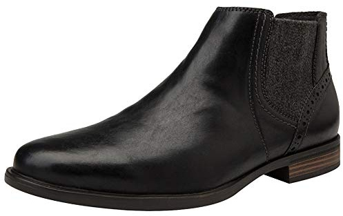 Jamron Uomo Vera Pelle Occidentale Vintage Chelsea Stivali Cerniera Lampo Stivaletti Nero SN01752 EU41