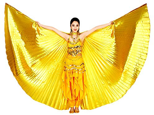 Sobotoo Damen Bauchtanz Kostüm Winkel Isis Flügel mit Stäben