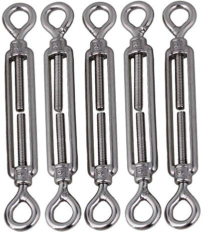 Eidoct 5 Pcs Stainless Steel 304 Turnbuckle Wire Rope Cable Tension (M6 Eye & Eye)