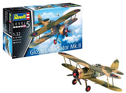 Revell Modellbausatz Flugzeug 1:32 - Gloster Gladiator Mk. II,I Maßstab 1:32 I Level 5 I originalgetreue Nachbildung mit vielen Details I Für Kinder ab 13 Jahren I RV 03846