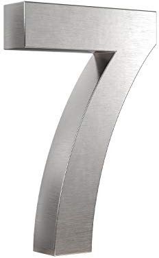 3D Hausnummer 7 Edelstahl V2A Arial Hausnummernschild Gebäudenummer Türnummer für die Montage im Außenbereich Rostfrei Witterungsbeständig Pflegeleicht Schriftart Arial