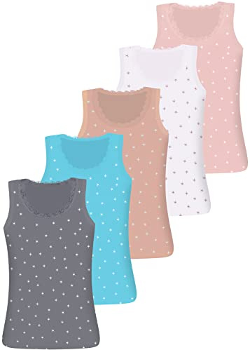 LOREZA ® 5 Mädchen Baumwolle Unterhemden Tank Top Kinder - Gr. 92-170