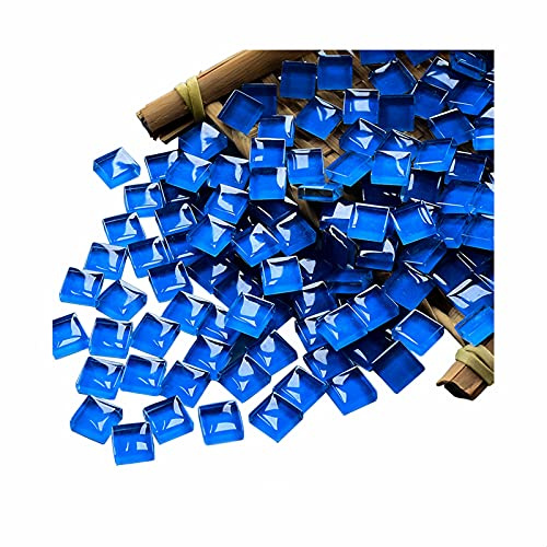 FAIRUO Mosaik-Glasfliesen-Set für Bastelarbeiten, Quadratisch, Kristall-Mosaik-Glasfliese, 100 Stück, 1 x 1 cm, Ozeanblau, Glas, Verkleben, Modern, Hochwertig, Farbiges Kristallmosaik