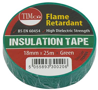 TIMco ITGREEN - Cinta aislante de PVC, 25 m x 18 mm, color verde