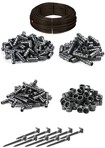 HaGa® Bewässerungsset - Tropfschlauch 16mm in 100m Länge mit Druckkompensierung inkl. Zubehör - Perlschlauch Gartenbewässerung