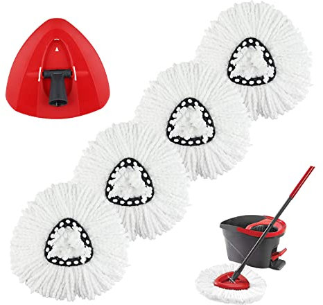 BeiLan Spin Mop Refill Ersatz Kopf und Basis Kompatibel mit Ocedar und Vileda EasyWring 2-in-1 Turbo Mop Mikrofaser Mop Pads für Dreieck Spin Mop waschbar und wiederverwendbar(4 Pack)